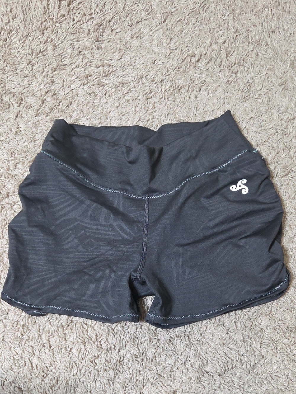 BIZA Women's High-Waist Black Athletic Shorts, Black/Charcoal Color, Like New